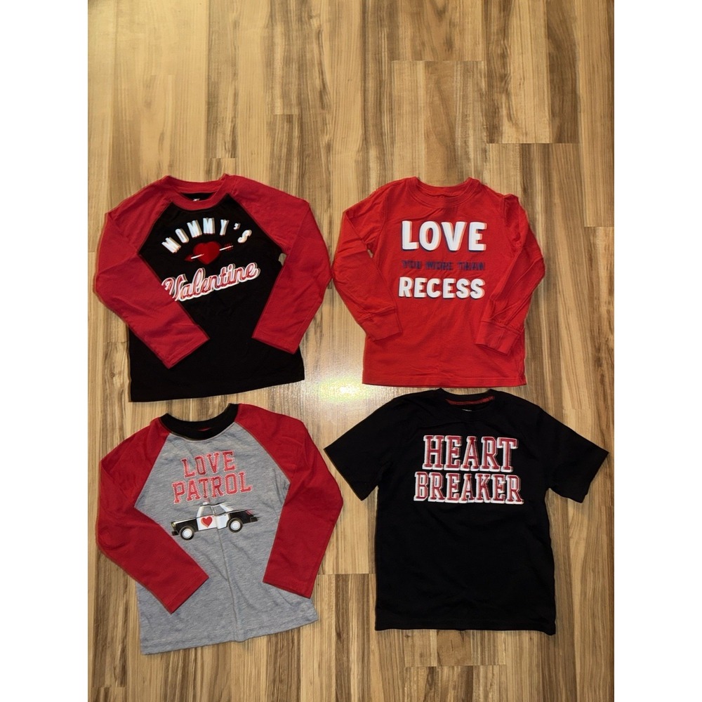 Valentine Boys Sz 5 Shirt Lot Valentines‎ Day Heart Love Carters Jumping Beans
